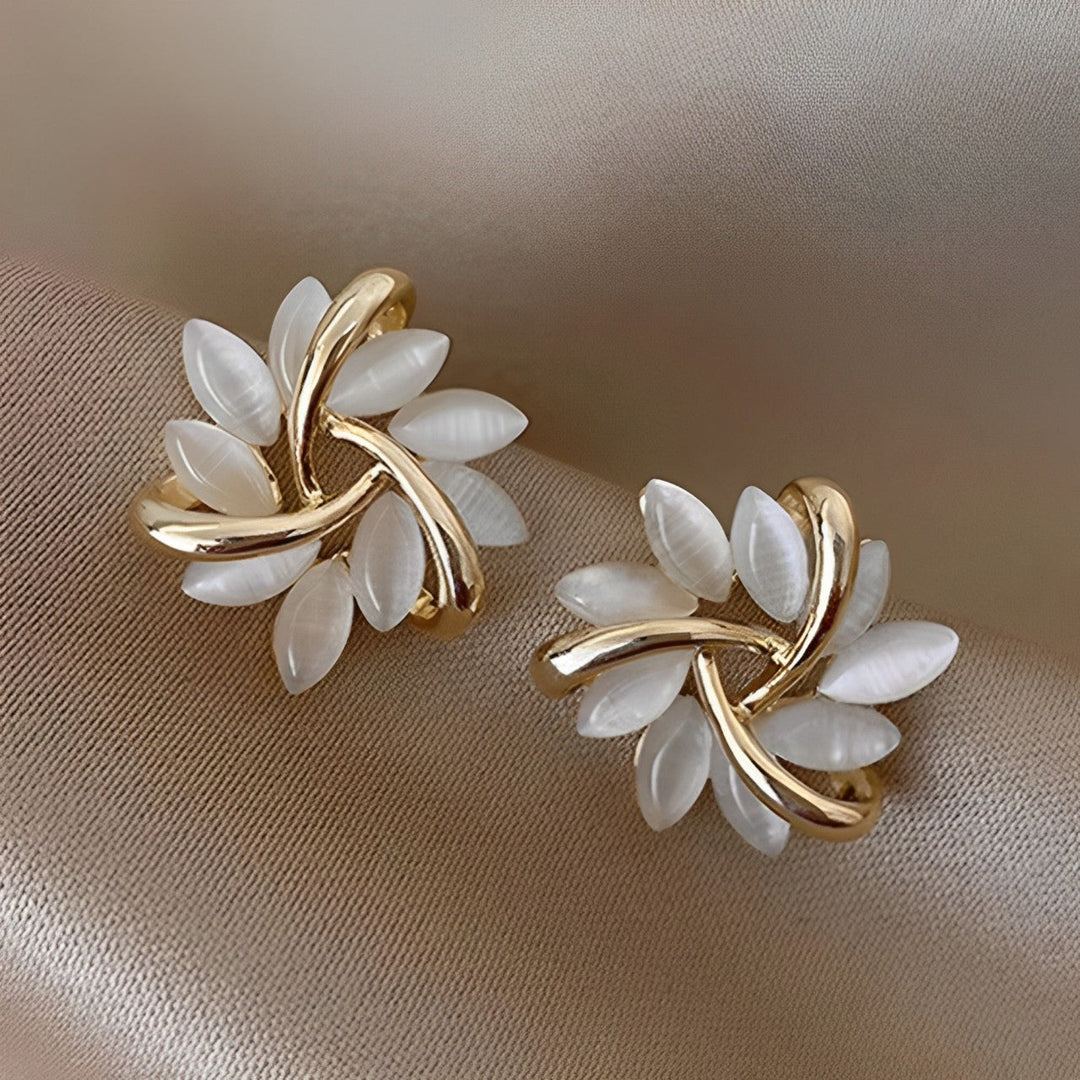 Courtney - Opal Petal Stud Earrings in Gold