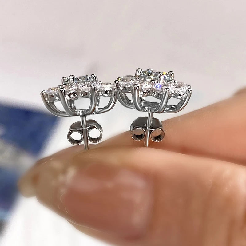 Sally - Moissanite Diamond Flower Earring