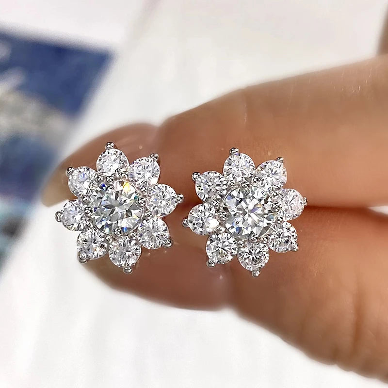 Sally - Moissanite Diamond Flower Earring