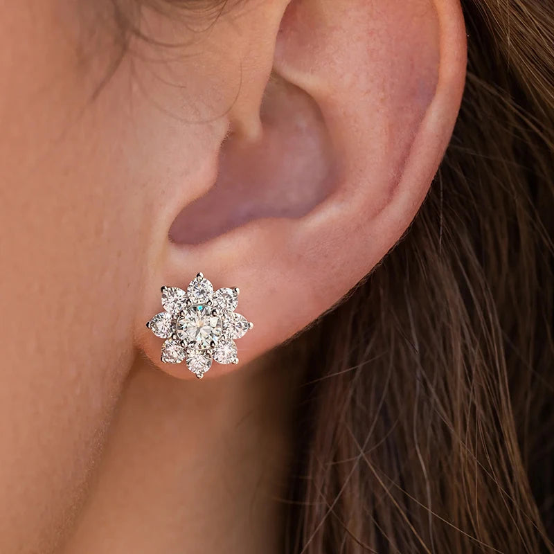 Sally - Moissanite Diamond Flower Earring