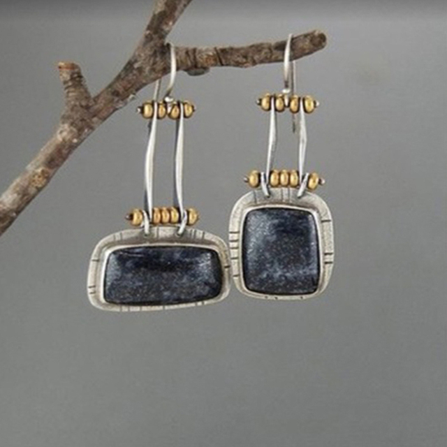 Patricia -  Vintage Midnight Silver Earrings