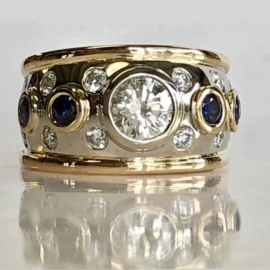 Esmay - Vintage Golden Inlaid Zirconia Ring