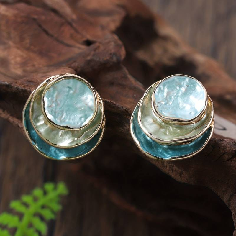 Charlotte - Handpainted Rounded Earrings